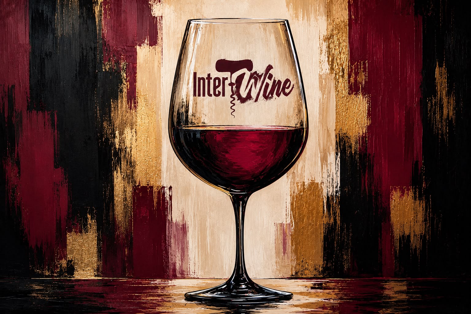An Intertwine wine glass portrayed in a bold art style
